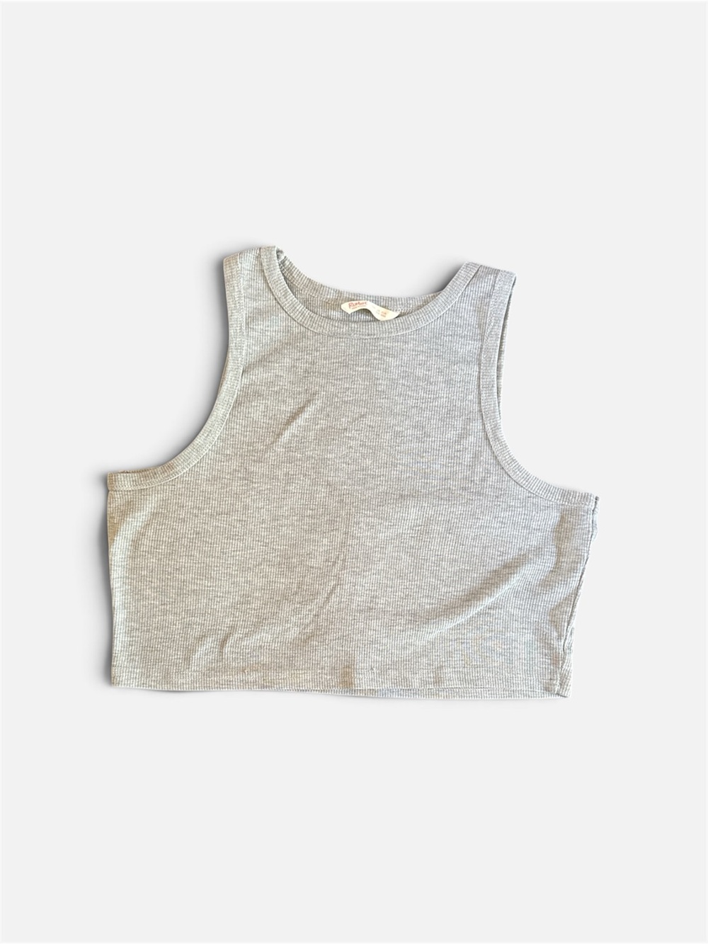 ROMWE Light Grey Ribbed Crop Tank Top